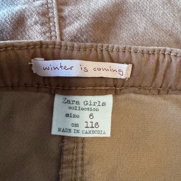 Zara Girls Caramel Button Front Mini Skirt Velvet - Size 6 - Picture 10 of 10